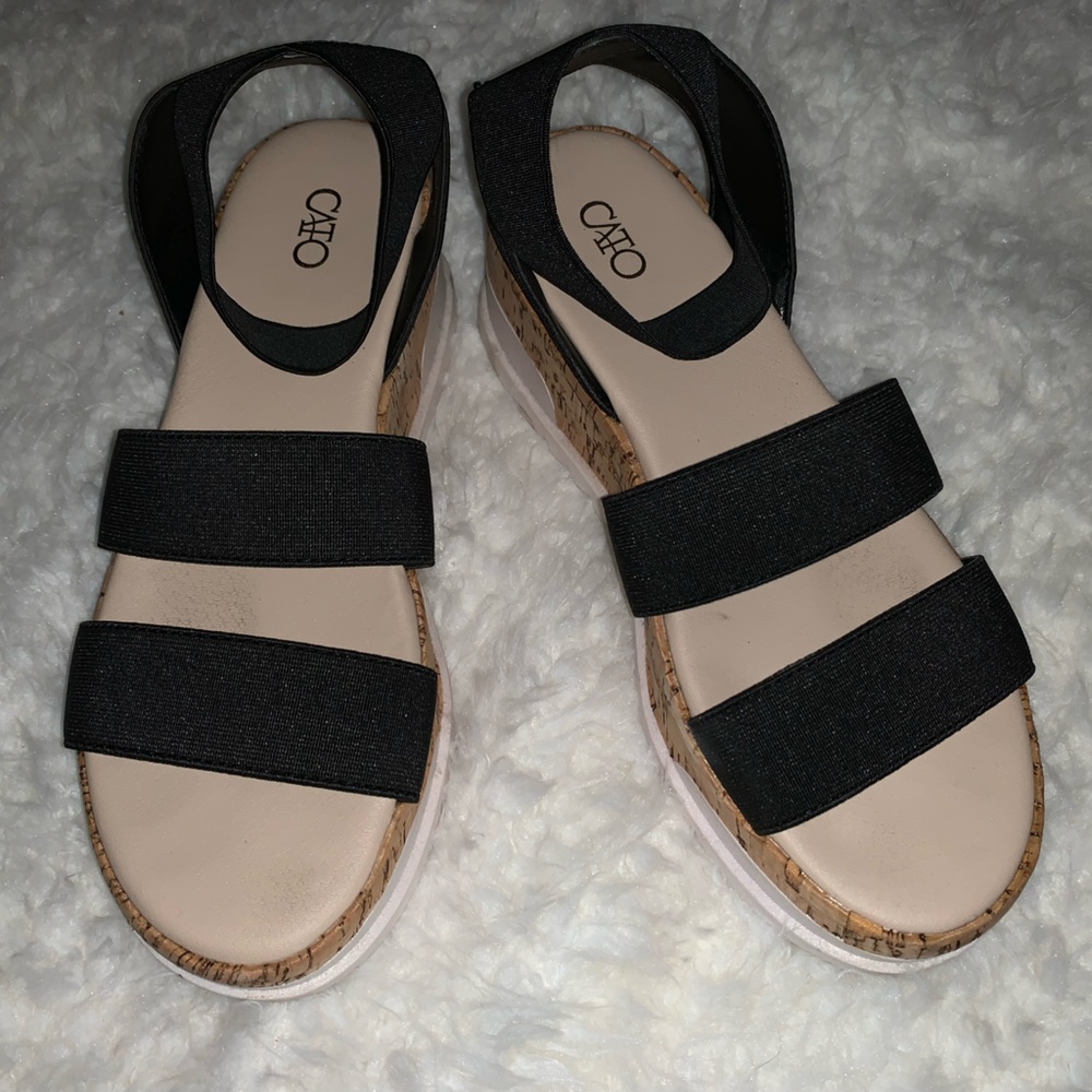Stretch Platform Sandal Color: Black Size: 7 😍